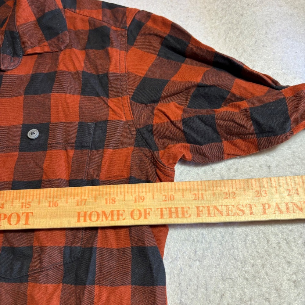 Stio Mens Orange Black Plaid Lightweight Flannel Shirt Button Up Long Sleeve S‎ - Picture 8 of 11